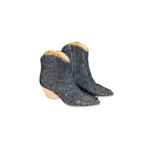 Betsey Johnson Black Ankle Booties with Glass Gems Size 7.5